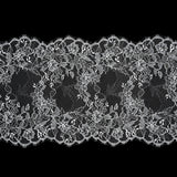 Chantilly Lace with Scalloped Eyelash Edges - 11.5" - Off White Floral