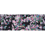 Silk Charmeuse Print - Black, Pink and Green Splatter Painted Florals