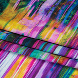 Silk Charmeuse Print - Yellow, Purple and Pink Abstract Painted Stripes