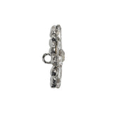 Rhinestone and Metal Shank Back Button - 38L/24mm - Crystal and Nickel-Free Silver Open Flower
