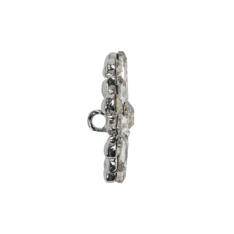 Rhinestone and Metal Shank Back Button - 38L/24mm - Crystal and Nickel-Free Silver Open Flower