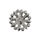 Rhinestone and Metal Shank Back Button - 38L/24mm - Crystal and Nickel-Free Silver Open Flower