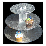Silver Foil Covered 3-Tier Cupcake Stand
