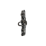 Rhinestone and Metal Shank Back Button - 38L/24mm - Black Diamond and Nickel-Free Silver Open Flower