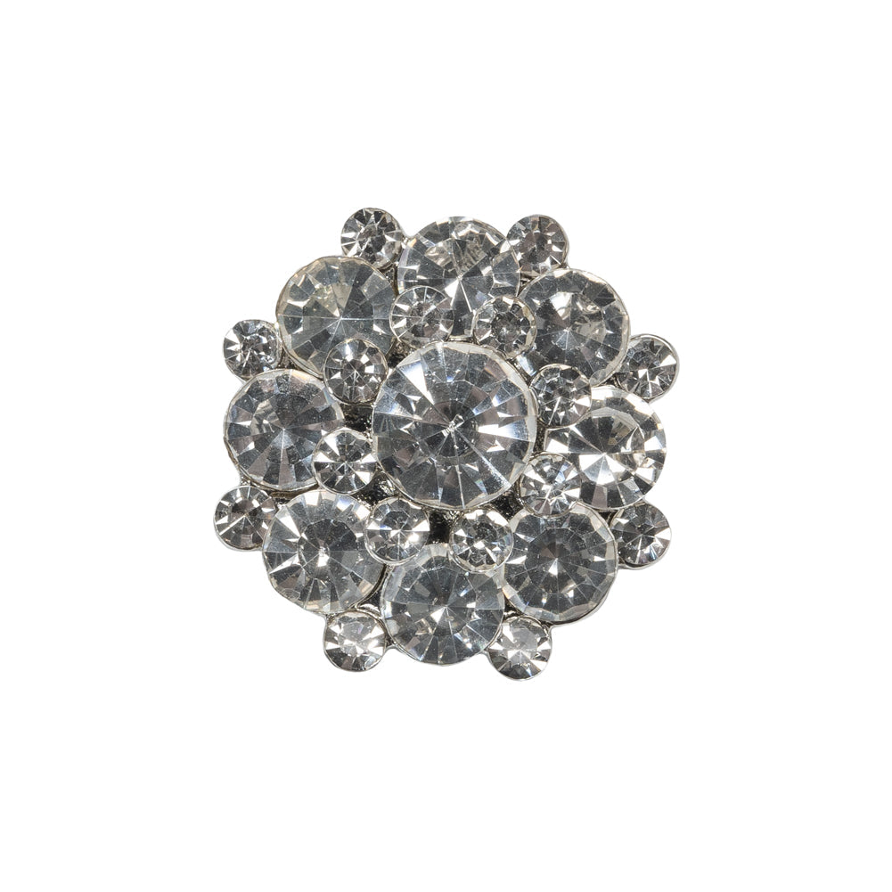 Rhinestone and Metal Shank Back Button - 38L/24mm - Crystal and Nickel-Free Silver Big Rings of Stones