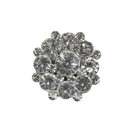 Rhinestone and Metal Shank Back Button - 38L/24mm - Crystal and Nickel-Free Silver Big Rings of Stones