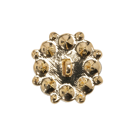 Rhinestone and Metal Shank Back Button - 38L/24mm - Crystal and Gold Big Rings of Stones