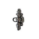 Rhinestone and Metal Shank Back Button - 38L/24mm - Black Diamond and Gunmetal Big Rings of Stones