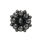 Rhinestone and Metal Shank Back Button - 38L/24mm - Black Diamond and Gunmetal Big Rings of Stones