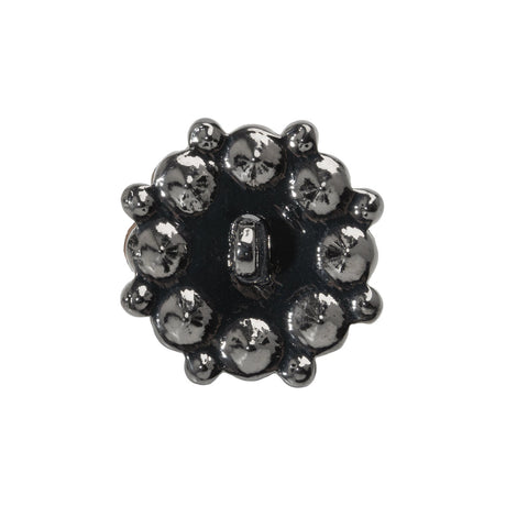 Rhinestone and Metal Shank Back Button - 38L/24mm - Black Diamond and Gunmetal Big Rings of Stones