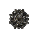 Rhinestone and Metal Shank Back Button - 38L/24mm - Black Diamond and Gunmetal Big Rings of Stones