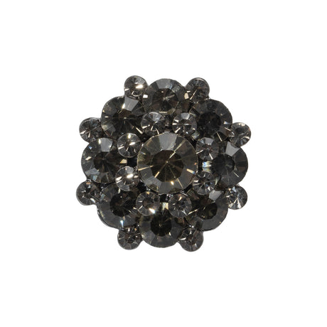 Rhinestone and Metal Shank Back Button - 38L/24mm - Black Diamond and Gunmetal Big Rings of Stones