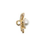 Enameled Metal and Pearl Shank Back Button - 30L/19mm - Green, Pearl White, and Gold Flower