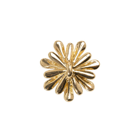 Enameled Metal and Pearl Shank Back Button - 30L/19mm - Green, Pearl White, and Gold Flower