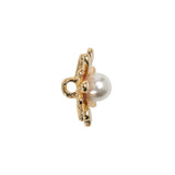 Enameled Metal and Pearl Shank Back Button - 30L/19mm - Pink, Pearl White, and Gold Flower