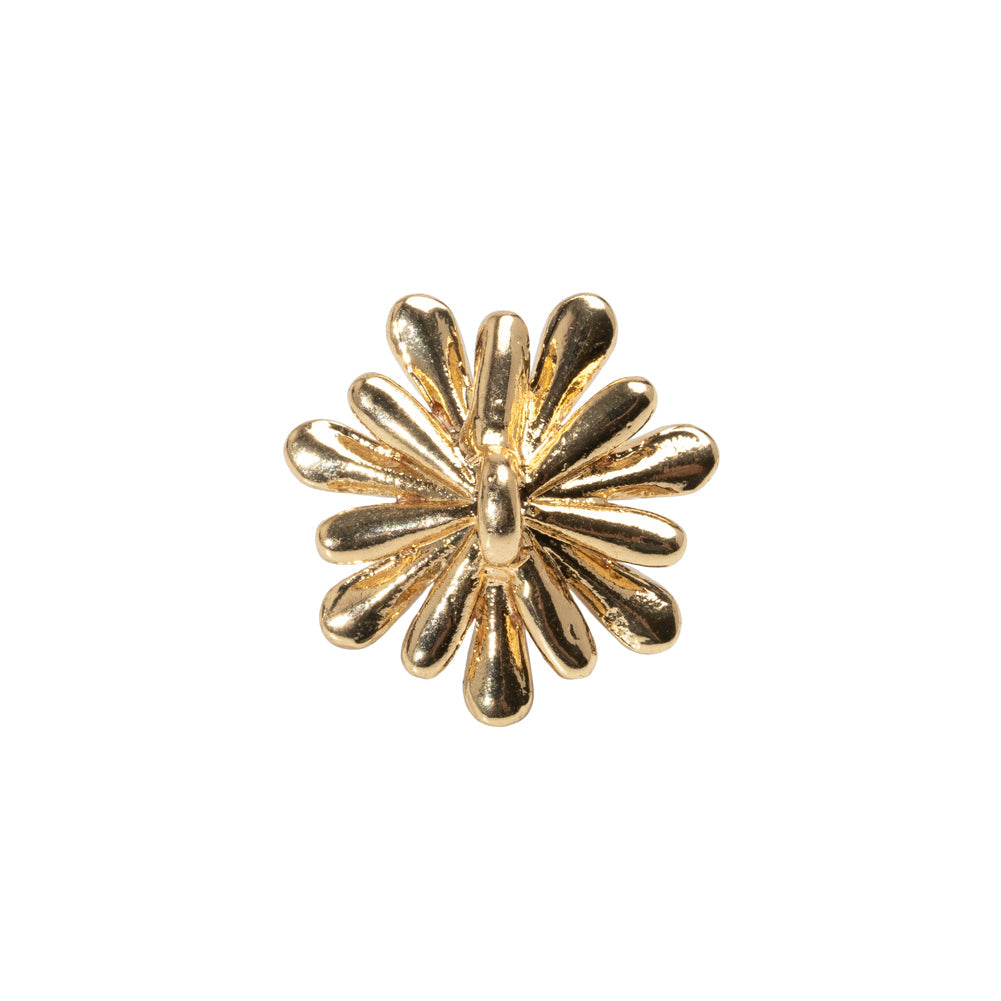 Enameled Metal and Pearl Shank Back Button - 30L/19mm - Pink, Pearl White, and Gold Flower