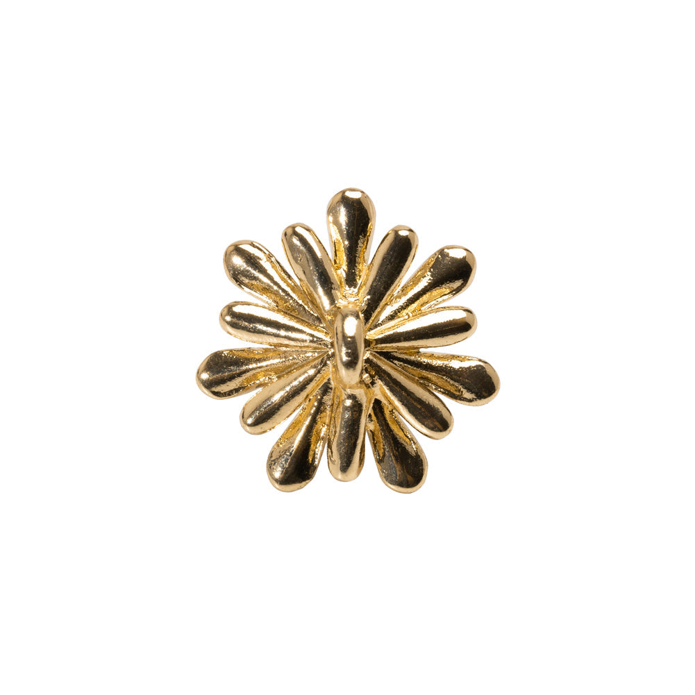 Enameled Metal and Pearl Shank Back Button - 30L/19mm - Yellow, Pearl White, and Gold Flower