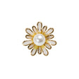 Enameled Metal and Pearl Shank Back Button - 30L/19mm - Yellow, Pearl White, and Gold Flower