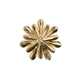 Enameled Metal and Pearl Shank Back Button - 36L/23mm - Green, Pearl White, and Gold Flower