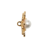 Enameled Metal and Pearl Shank Back Button - 36L/23mm - Pink, Pearl White, and Gold Flower
