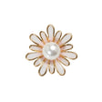 Enameled Metal and Pearl Shank Back Button - 36L/23mm - Pink, Pearl White, and Gold Flower