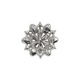 Rhinestone and Metal Shank Back Button - 32L/20mm - Crystal and Nickel-Free Silver Little Open Flower