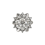 Rhinestone and Metal Shank Back Button - 32L/20mm - Crystal and Nickel-Free Silver Little Open Flower