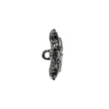 Rhinestone and Metal Shank Back Button - 32L/20mm - Black Diamond and Gunmetal Little Open Flower