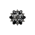 Rhinestone and Metal Shank Back Button - 32L/20mm - Black Diamond and Gunmetal Little Open Flower