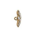 Rhinestone and Metal Shank Back Button - 32L/20mm - Crystal and Gold Little Open Flower