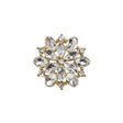 Rhinestone and Metal Shank Back Button - 32L/20mm - Crystal and Gold Little Open Flower