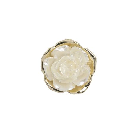 Metal 3D Shank Back Button - 27L/17mm - Pearlescent Ivory and Gold Rose