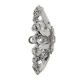 Rhinestone and Metal Shank Back Button - 58L/37mm - Crystal and Nickel-Free Silver Big Open Flower