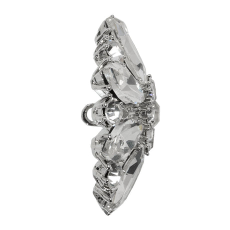 Rhinestone and Metal Shank Back Button - 58L/37mm - Crystal and Nickel-Free Silver Big Open Flower