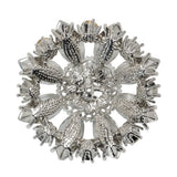 Rhinestone and Metal Shank Back Button - 58L/37mm - Crystal and Nickel-Free Silver Big Open Flower