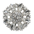 Rhinestone and Metal Shank Back Button - 58L/37mm - Crystal and Nickel-Free Silver Big Open Flower