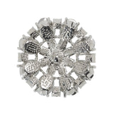 Rhinestone and Metal Shank Back Button - 44L/28mm - Crystal and Nickel-Free Silver Open Flower
