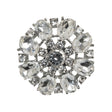 Rhinestone and Metal Shank Back Button - 44L/28mm - Crystal and Nickel-Free Silver Open Flower