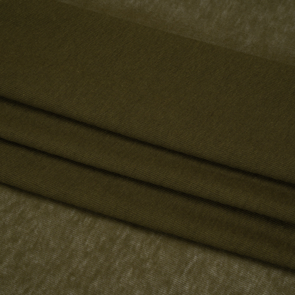 Lightweight Cotton Interlock Knit - Army Green - Designer Deadstock