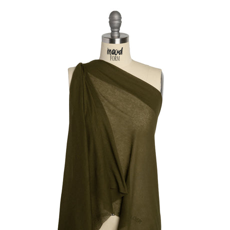 Lightweight Cotton Interlock Knit - Army Green - Designer Deadstock