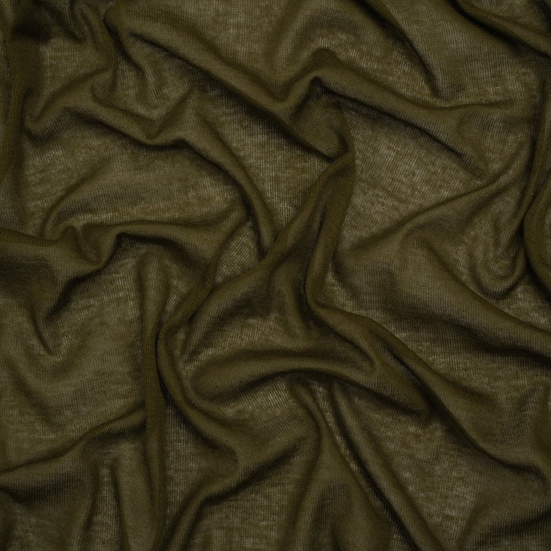 Army green lightweight cotton interlock knit fabric