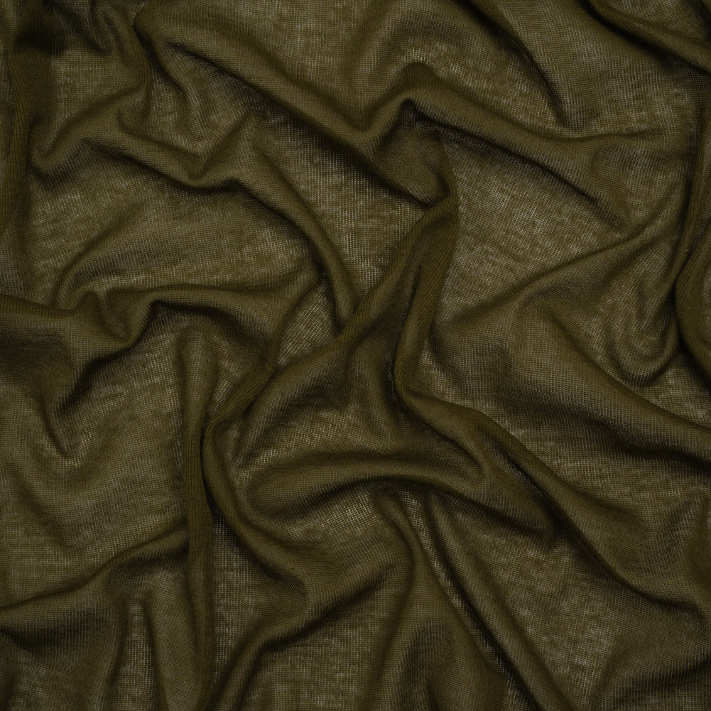 Lightweight Cotton Interlock Knit - Army Green - Designer Deadstock