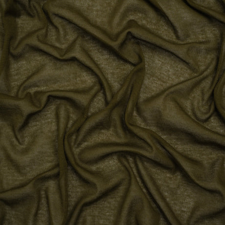Lightweight Cotton Interlock Knit - Army Green - Designer Deadstock