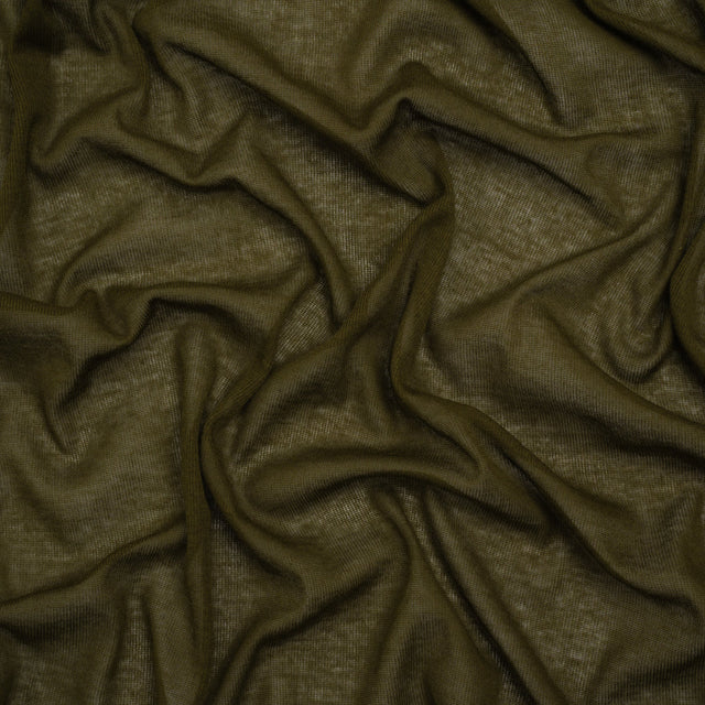 Lightweight Cotton Interlock Knit - Army Green - Designer Deadstock