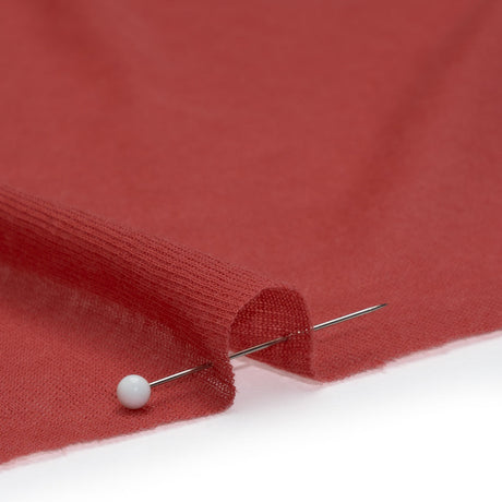Muted red cotton interlock knit fabric for apparel sewing