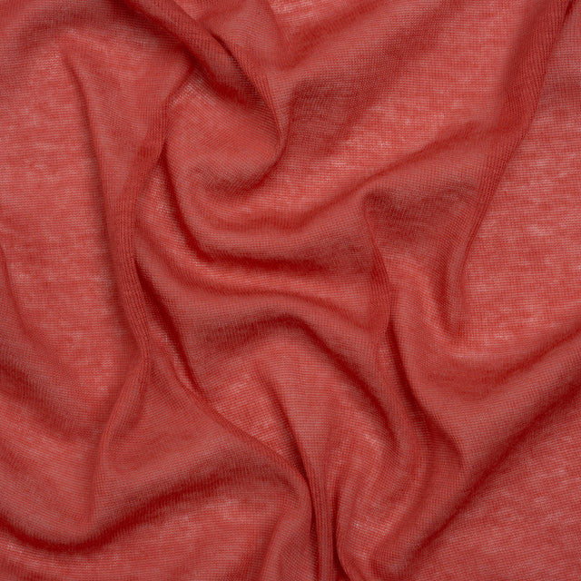 Lightweight Cotton Interlock Knit - Muted Red - Designer Deadstock