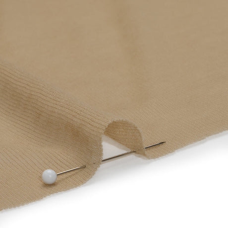 Latte beige cotton interlock knit fabric for apparel sewing
