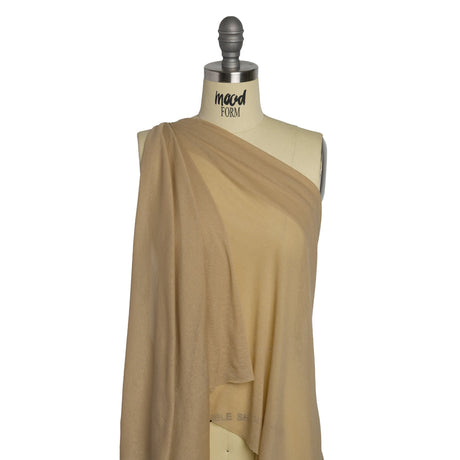 Latte beige cotton interlock knit fabric for apparel sewing