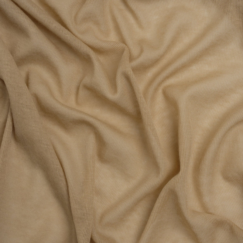 Latte beige cotton interlock knit fabric for apparel sewing