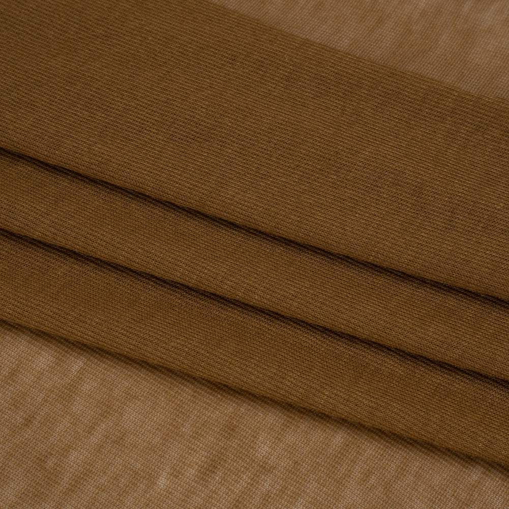 Lightweight Polyester Interlock Knit - Golden Brown - Designer Deadstock
